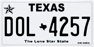 TX license plate DOL4257