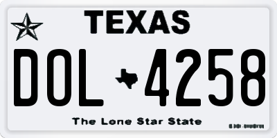 TX license plate DOL4258