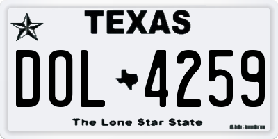 TX license plate DOL4259