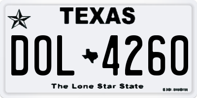 TX license plate DOL4260