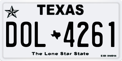 TX license plate DOL4261
