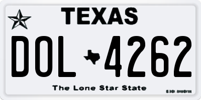 TX license plate DOL4262
