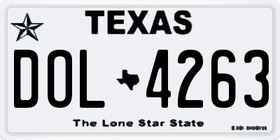 TX license plate DOL4263