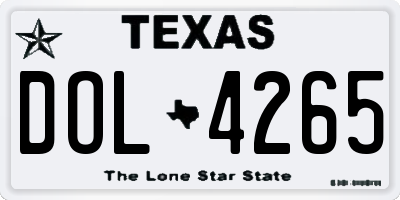TX license plate DOL4265