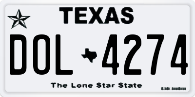 TX license plate DOL4274