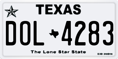 TX license plate DOL4283