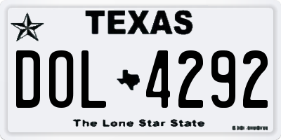 TX license plate DOL4292