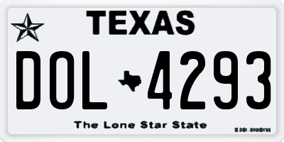TX license plate DOL4293