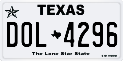 TX license plate DOL4296