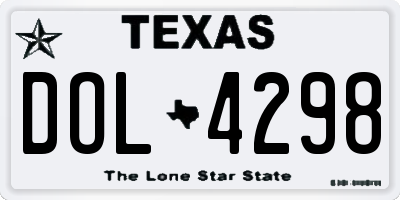 TX license plate DOL4298