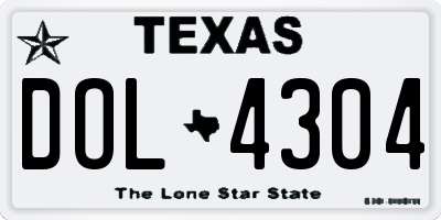 TX license plate DOL4304