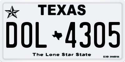 TX license plate DOL4305