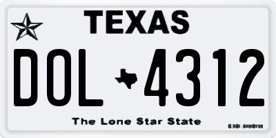 TX license plate DOL4312
