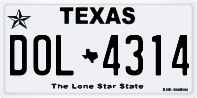 TX license plate DOL4314