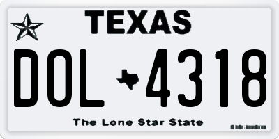 TX license plate DOL4318