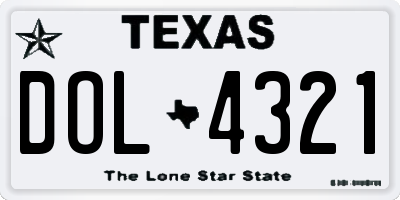 TX license plate DOL4321