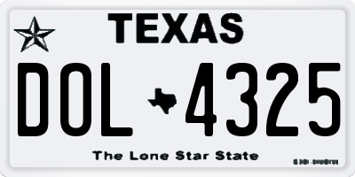 TX license plate DOL4325