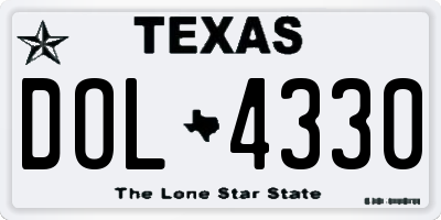 TX license plate DOL4330