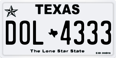 TX license plate DOL4333