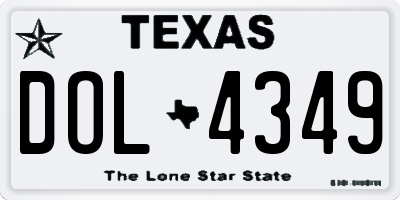 TX license plate DOL4349