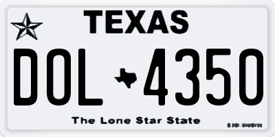 TX license plate DOL4350