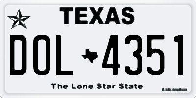 TX license plate DOL4351