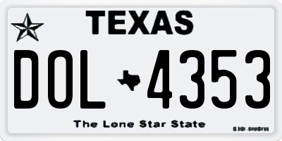 TX license plate DOL4353