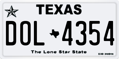 TX license plate DOL4354