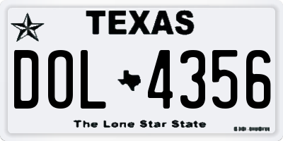 TX license plate DOL4356