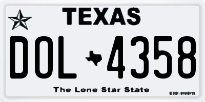 TX license plate DOL4358