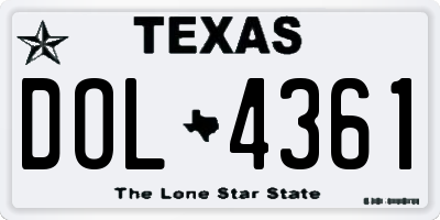 TX license plate DOL4361