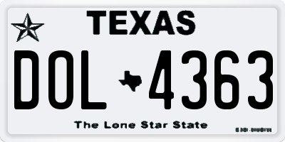 TX license plate DOL4363