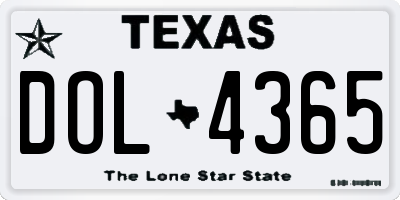 TX license plate DOL4365