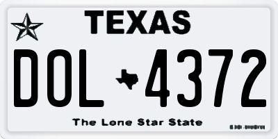 TX license plate DOL4372