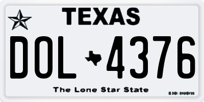 TX license plate DOL4376