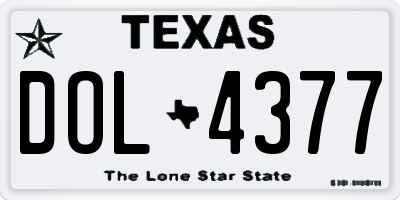 TX license plate DOL4377