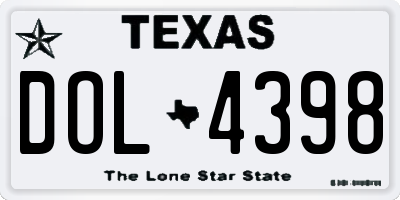 TX license plate DOL4398