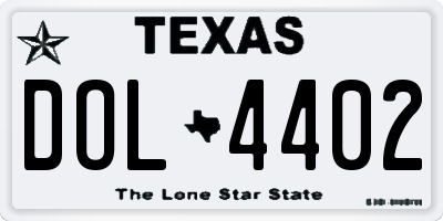 TX license plate DOL4402
