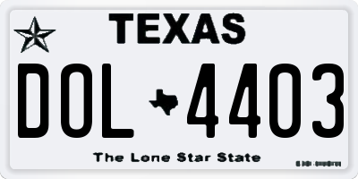 TX license plate DOL4403