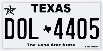 TX license plate DOL4405