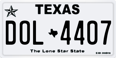 TX license plate DOL4407