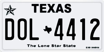 TX license plate DOL4412