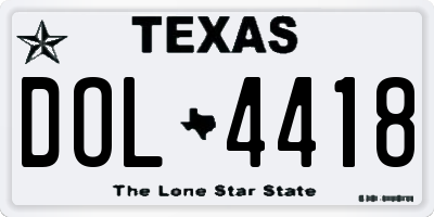 TX license plate DOL4418