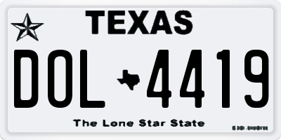 TX license plate DOL4419