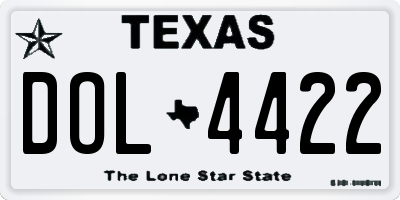 TX license plate DOL4422