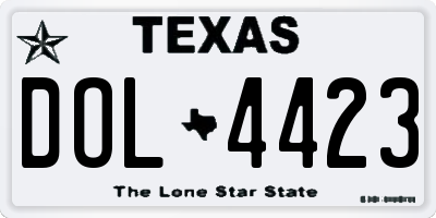 TX license plate DOL4423