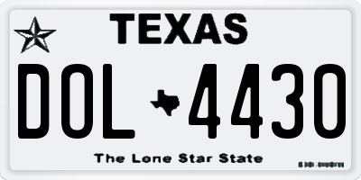 TX license plate DOL4430