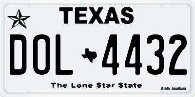 TX license plate DOL4432