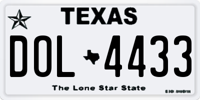 TX license plate DOL4433