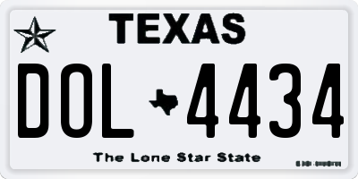 TX license plate DOL4434